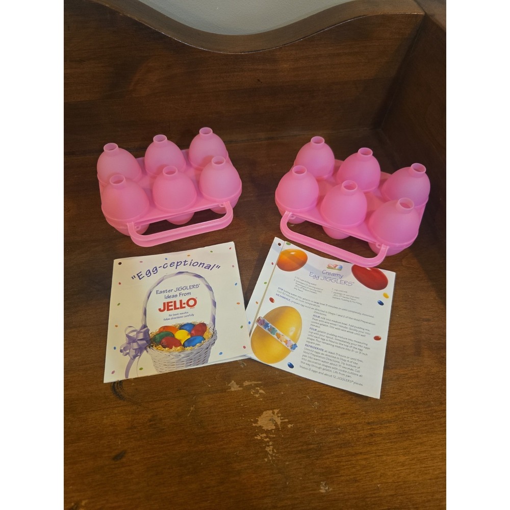 Jell O Jiggler Egg Molds Lot of 2 Pink  Smooth With Instructions